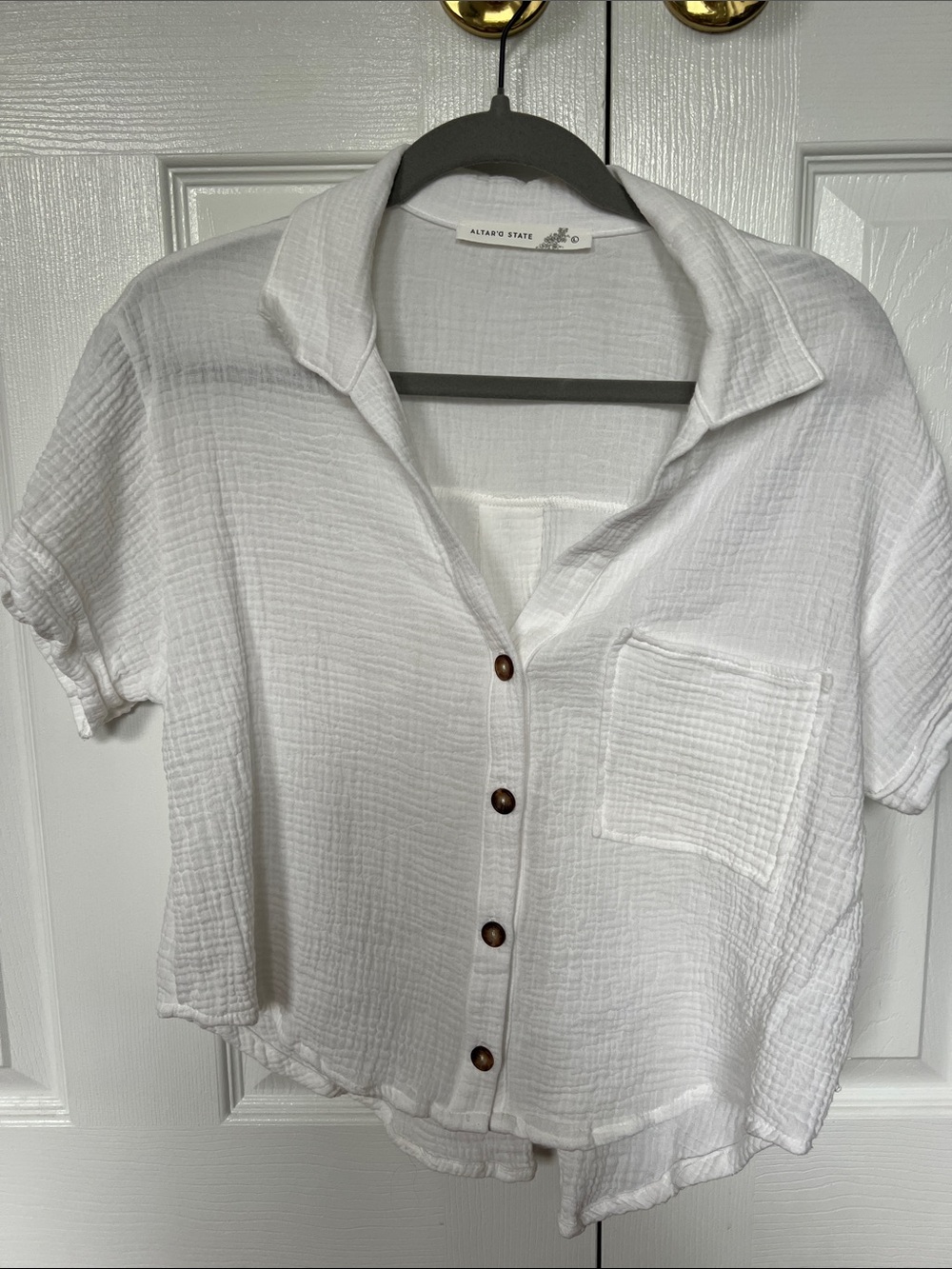 Altar'd State White Gauze Button-Front Shirt Size Large